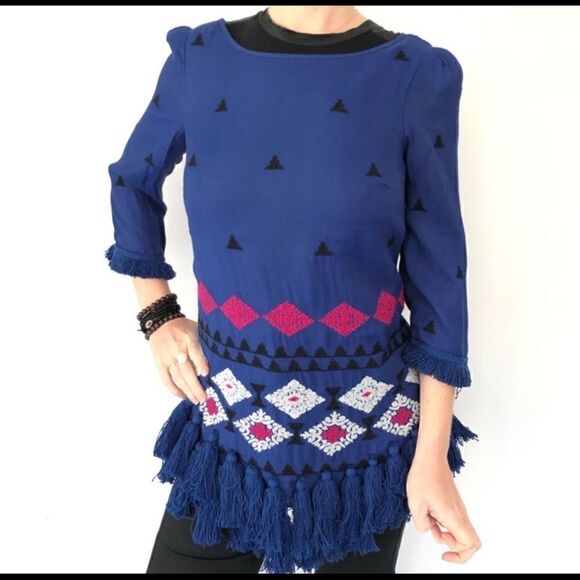 ANTHROPOLOGIE FLOREAT BAHIA BOHO EMBROIDERED TUNIC - Picture 2 of 6